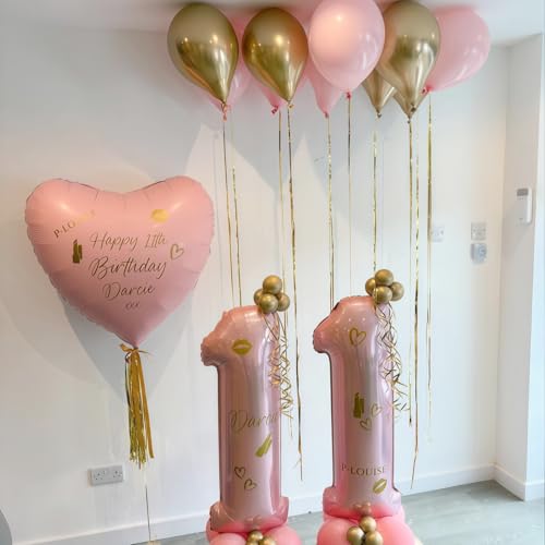 Image of Large Pastel Pink 14 Balloon Number Set, Foil Number 1 & 4, 40 Inch Mylar Self Inflating Light Pink 14 Balloons for Girls 14th Birthday Party Decor