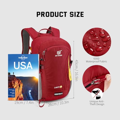 SKYSPER Leicht Wanderrucksack Klein Rucksack mit Rückenbelüftung Trekkingrucksack aus atmungsaktivem 3D Air Mesh Polyester Camping Outdoor Wandern Rucksack
