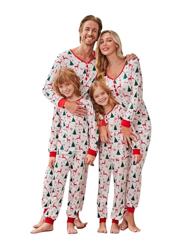Ekouaer Christmas Pajamas for Family Matching Pj Sets Womens Mens Kids Pjs Long Sleeve Sleepwear Lounge Sets Outfits