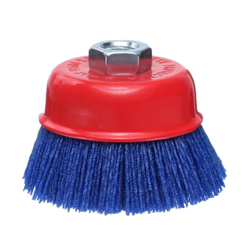 Image of HARFINGTON 3 inch Nylon Filament Wire Wheel Cup Brush for Angel Grinders with 5 /8 inch-11 Threaded Arbor, Abrasive Wire Brushes Set for Rust /Paint Removal and Scrub Surfaces