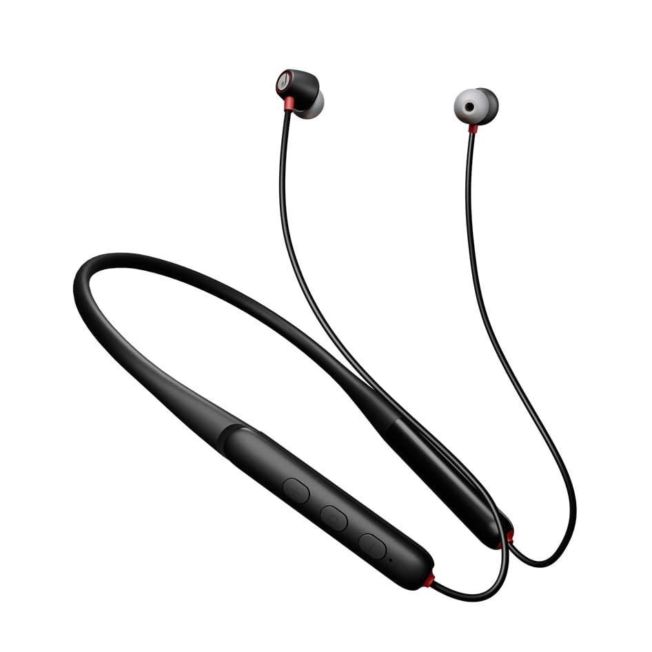 JUST CORSECA Wireless Bluetooth Neckbands | BT V5.3 Low Latency Connection | 30 Hours Playtime with Type C Charging | IPX3 Water Resistant Sports Neckband | Voice Assistant | Deep Bass Sound | Black