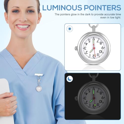 Hemobllo Quartz Keychain Pocket Watch Portable fob Pocket Watches with Key Buckle Luminous Hands Unisex Keychain for Men Nurses Women - Image 5