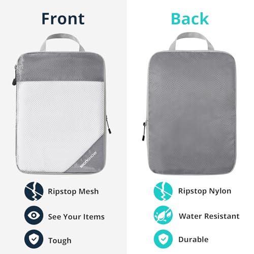 6 Set Compression Packing Cubes for Travel - Compressible, Lightweight, and Space-Saving Packing Cubes, Travel Essentials for Women, Grey - Image 6