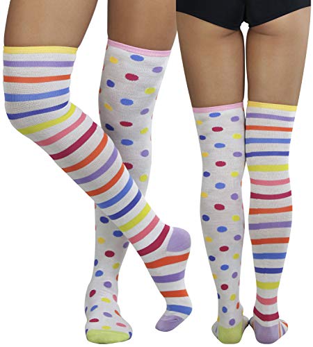 ToBeInStyle Women’s Fun Rainbow Harlequin Polka Dot Acrylic Socks4
