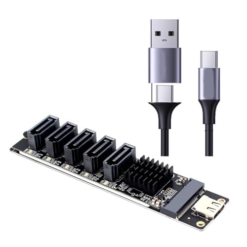 Tarjeta de expansión SATA3.0 5 en 1 con conexión dual USB A y Tipo C para PC y NAS