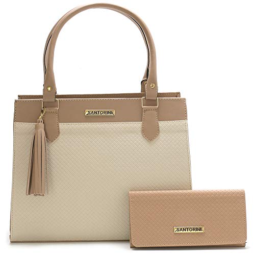 Bolsa Feminina Grande Mais Carteira com alça transversal Santorini Handbag (Nude/Creme)