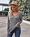 Arach&Cloz Womens Early Fall Tops 2025 Fashion V Neck Sweater Long Sleeve Shirt Business Casual Outfit Trendy Knit Blouse Work Teacher Winter Anthropological Clothes Clothing Plus Size Pullover Grey M