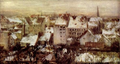 Affiche les arrière cours de Berlin sous la neige Adolph Von Menzel impression toile 60x90