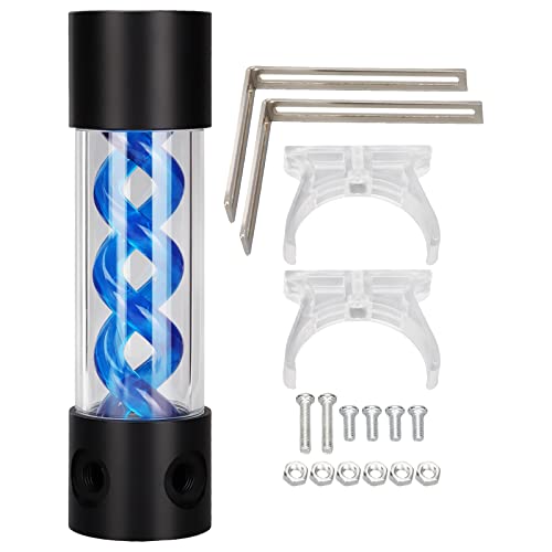 Water Cooling Reservoir 200mm, PC Water Cooling Tank Kit with G1/4in Thread, 50mm Diameter Acrylic Tube, 4 - Port Open Design for Custom Liquid Cooling Loop