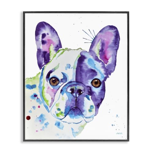 French Bulldog Modern Face Portrait, 24 x 30 Inch Framed Giclée Print