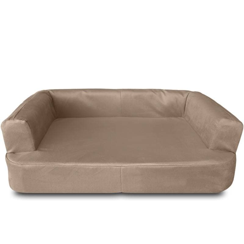 Ventadecolchones - Cama Ortopédica para Perro Deluxe Desenfundable - Pequeña: 70 x 50 cm - Terciopelo Beige - 3 cm de Visco + 4 cm de Espuma