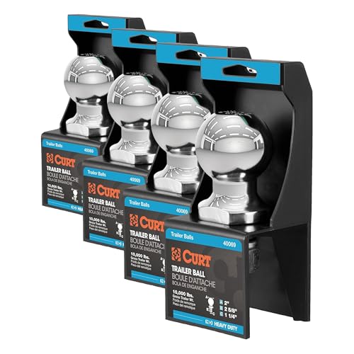 Image of CURT 40069 Chrome Trailer Hitch Ball, 10,000 lbs, 2-Inch Diameter, 1-1 /4 x 2-5 /8-Inch Shank (Pack of 4)