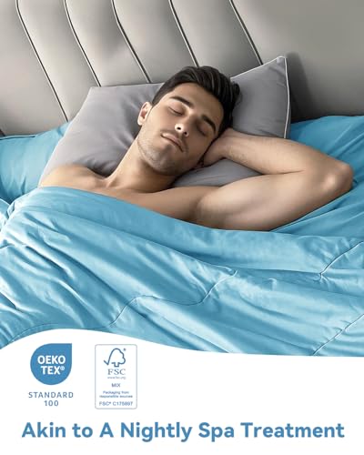 Bedtter® Luxe Cooling Comforter Twin/Twin XL, Cooling Blanket for Hot Sleepers, Q-Max>0.46 Sorona and Tencel Filling, Double-Sided Cold Breathable Lightweight Blanket, 68"x90", Blue