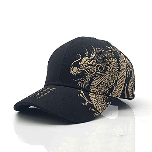 Stylish Hip Hop Hats - Chinese Dragon Retro Baseball Cap, Black