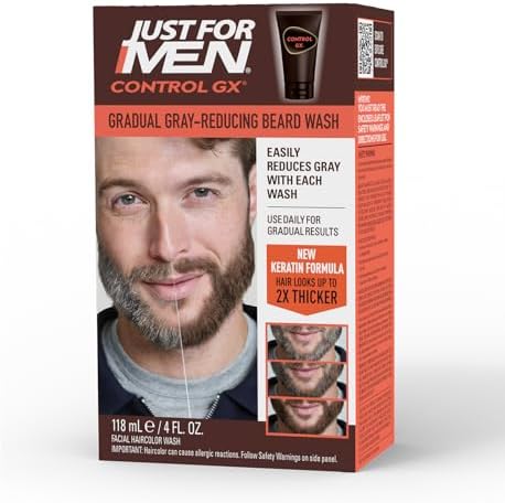 Just for Men Control GX Beard Wash, Gradually Reduces Grey, 4 Fl Oz (1 Pk)
