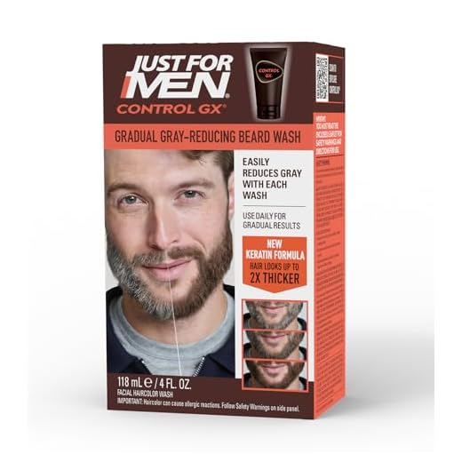 Just For Men Control GX Grey Reducing Beard Wash Shampoo, Gradually Colors Mustache and Beard, Leaves Facial Hair Softer and Fuller, 4 Fl Oz - Pack of 1