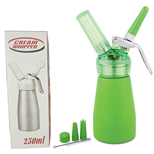 Professional N2O Aluminum Whipped Cream Dispenser With Nozzles And Cleaning Brush (250Ml, Green) #TOP2