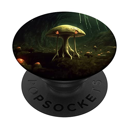 Cute Alien Magic Mushrooms Design PopSockets Swappable PopGrip, Black