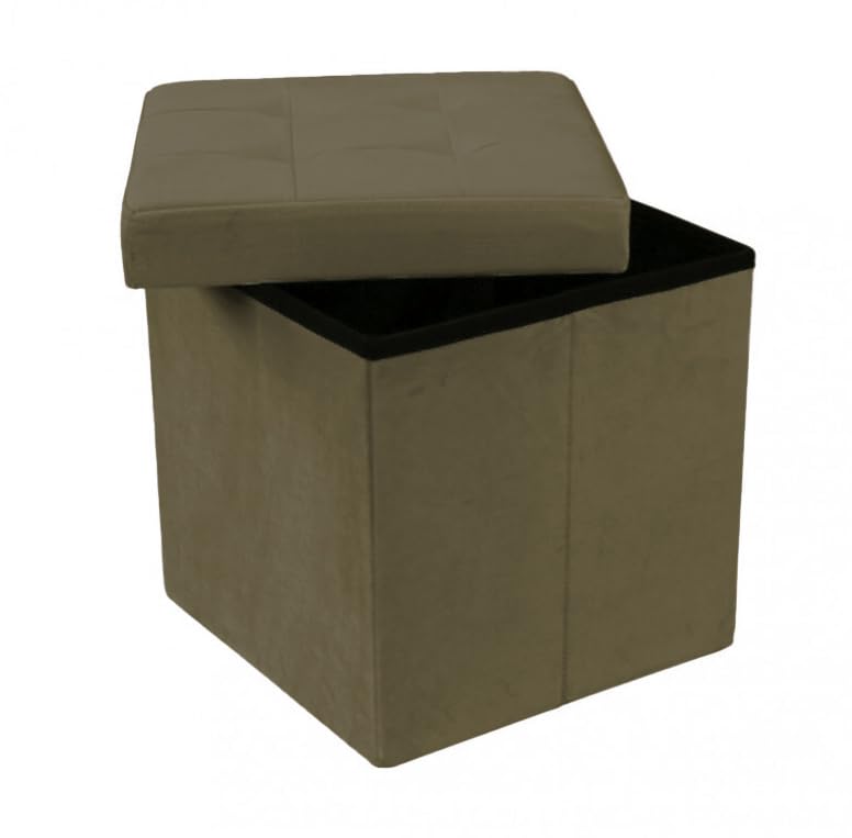 GX GARGIX Puff Pouf Contenitore Quadrato velluto Baule 38X38cm Trapuntato (dRAS-3)