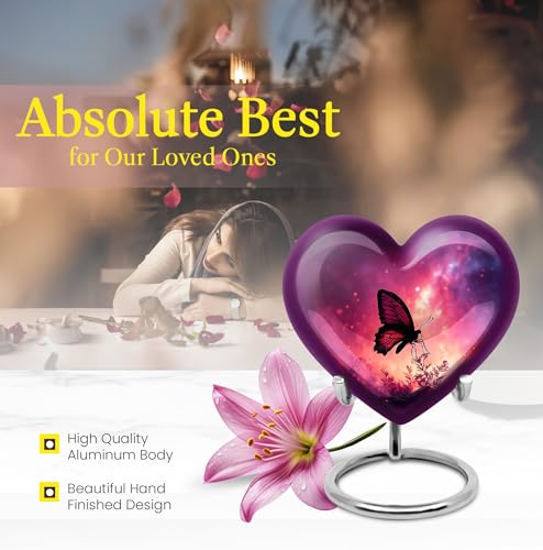 Image of Butterfly Urn - Large Cremation Urn for Human Ashes Adult Male & Female - Mini Keepsake Burial Urns - Combo of 8 Inch & 3 Inch