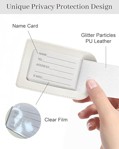 Luggage Tags for Suitcases, PU Leather Travel Tags for Luggage.(Cream)3