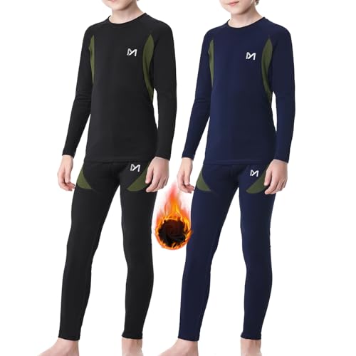 MEETYOO 2er Pack Thermounterwäsche Set für Kinder Funktionsunterwäsche Skiunterwäsche Fussball Jungen Atmungsaktiv Weich Funktionswäsche Thermo Unterwäsche Warme für Kinder