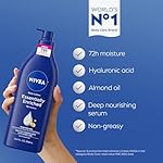 NIVEA Essentially Enriched Body Lotion for Very Dry Skin with Hyaluronic Acid, Almond Oil and Deep Nourishing Serum, 72-Hour Body Moisturizer, 16.9 Fl Oz Pump Bottle - Image 3