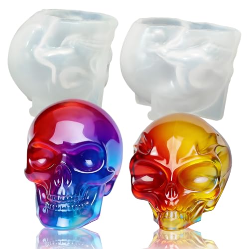 RESIN GO Silicone Skull Resin Molds Set 3D Alien Skeleton Epoxy Resin Mold for Aromatherapy Candle Making Skull Pendant Halloween Decoration Home Decor Outdoor Art Crafts