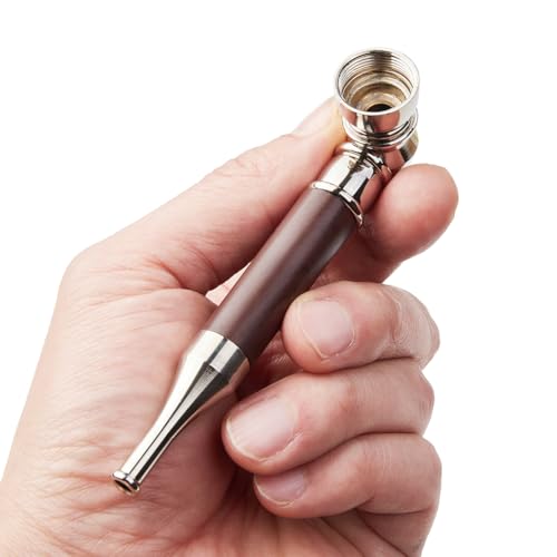 2pc Long Realistic Wood Grain Tobacco Pipe, Wooden Classic Texture Smoking Pipes With Cleaner Tamper Tool Black Bag
