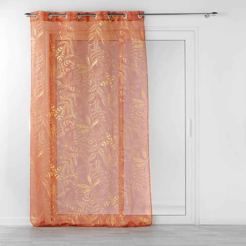 Paris Prix Rideau Voilage à Œillets Belflor 140x240cm Terracotta