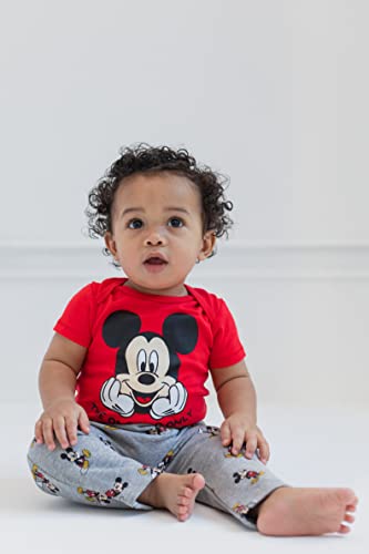 Disney Mickey Mouse Infant Baby Boys Or Girls Fleece Hoodie Bodysuit And Pants 3 Piece Outfit Set Black/Red 18 Months #TOP1