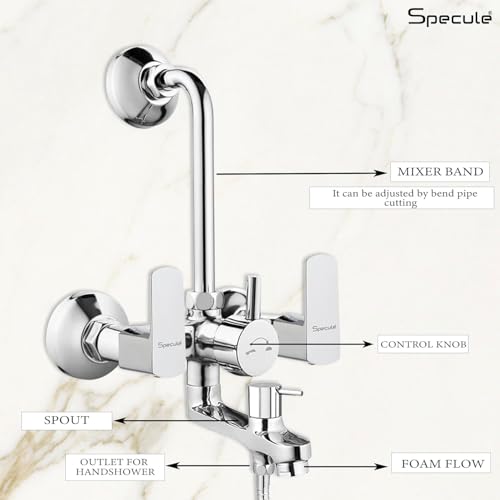Image of Cube Series, Brass Wall Mixer For Bathroom | 3 in 1 with 8 x 8 Inches Overhead Shower Set | Mist Hand Shower Set with 1.5 Meter Hand Shower Pipe | Wall Mixer | Shower Set (Chrome)