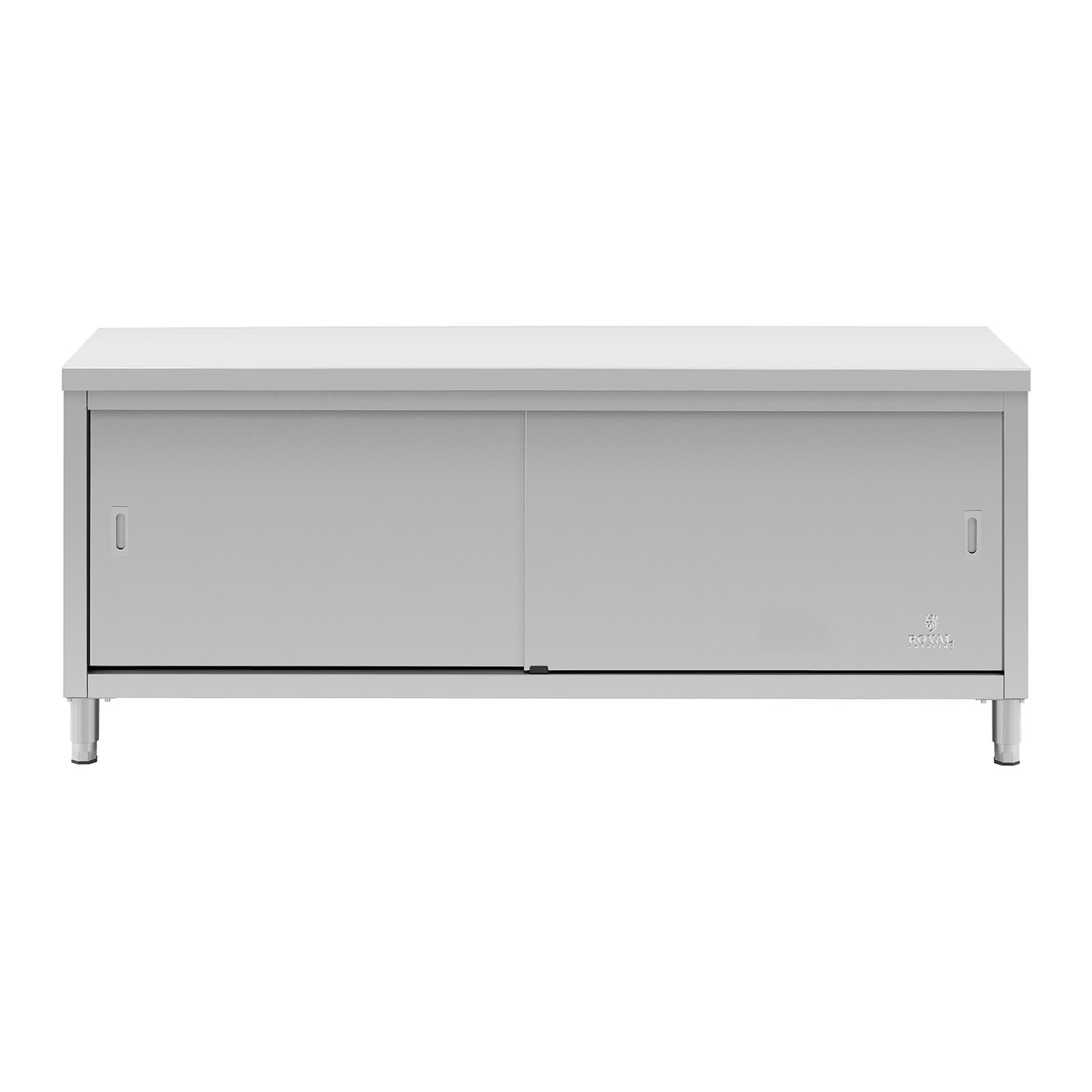 Base mobile da cucina in acciaio inossidabile con ante scorrevoli (portata 600 kg, 1 ripiano) by HELLOSHOP26