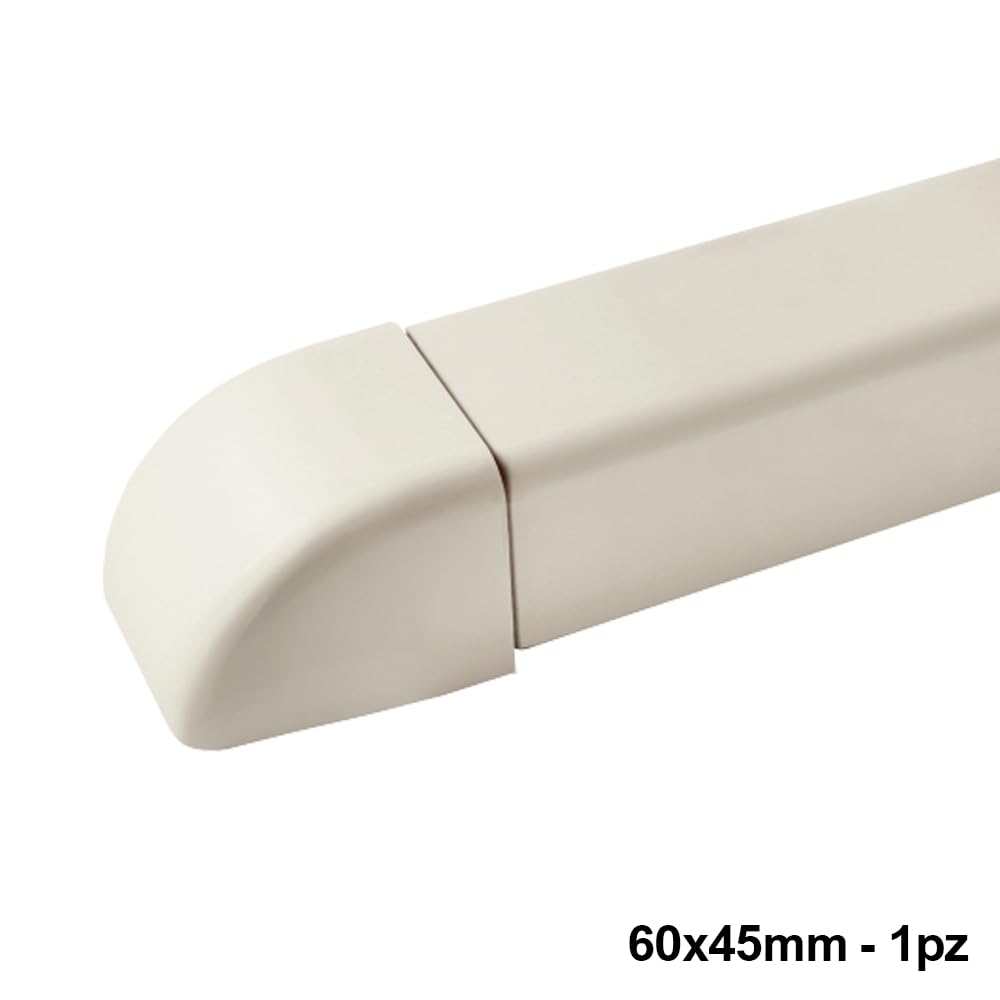 3S SuperSamaStore Endkappe für Klimakanal, Abschlussstück für Kabelkanal 60x45 mm, Weißes PVC RAL 9001, UV-beständig, Stoßfest, Selbstverlöschend V0 – 12er Pack
