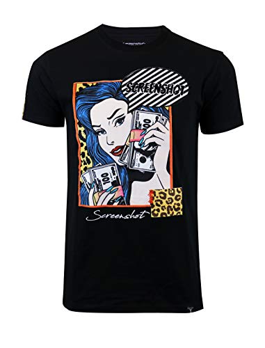 SCREENSHOT-S11057 Mens Hip-Hop Premium Hipster Tee Retro Pop Art Comic Cartoon Print T-Shirt-Black-Large