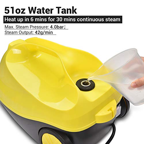 Yescom 1500W Multipurpose Steam Cleaner Heavy Duty Steamer 13 Accessories With 1.5L Tank Chemical-Free Rolling Cleaning Machine For Carpet, Floors, Windows,Mirrors,Glasses And Cars #TOP2