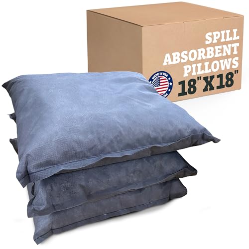 Intermountain Absorbents Universal Spill Absorbent Pillows - Universal Absorbent for Water and Oil, Absorbs Water, Oil Liquids, Spill Absorbent Made with Recycled Content, 18