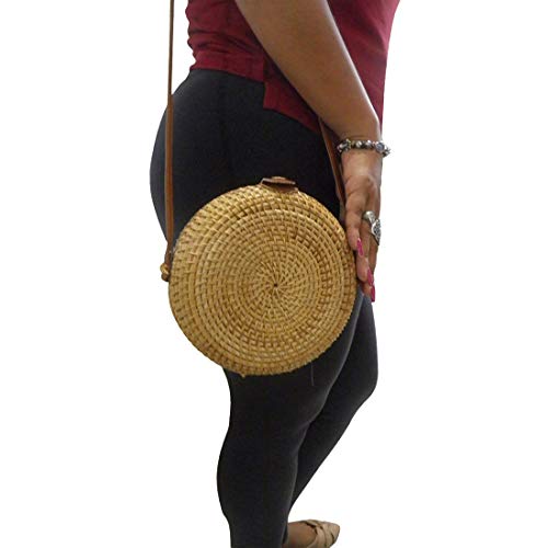 Bolsa de Ombro Palha Rattan Bali Redonda Tendencia Verao Moda