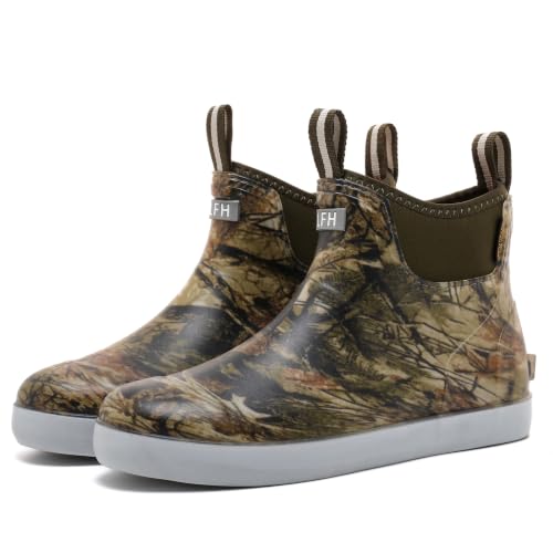 Image of Men's Deck Boots, Deck Shoes Waterproof Rain Boots, Saltwater Fishing Ankle Boots, Non-Slip Rubber Garden Muck Boots for Gardening Boating Camping Sailing Fishing