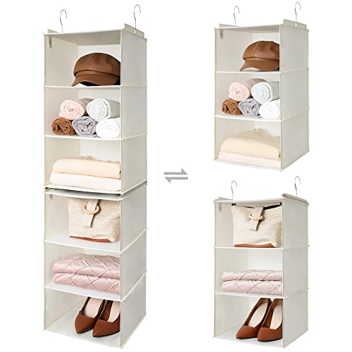 Image of GRANNY SAYS 6-Shelf Hanging Closet Shelves, Separable to 2 Pack 3-Shelf Closet Shelves Organizer, Hanging Organizers and Storage for Living Room, Beige