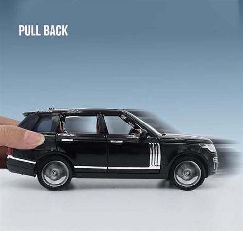 Image of Diecast 1:32 Range Rover Metal Car Die Cast Metal Toy Car Model Car Light Sound Pullback Openable Door Car for Kids (Black)