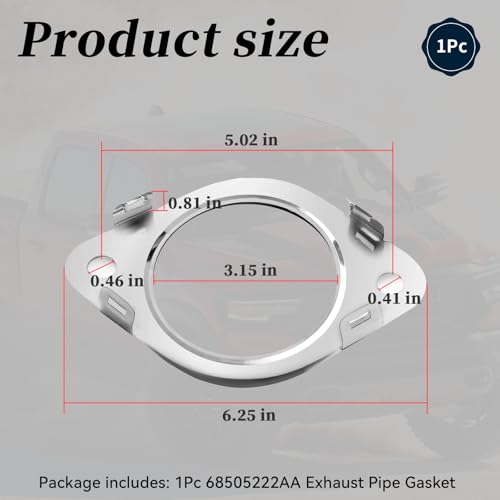 Image of 68505222AA Exhaust Pipe Gasket (1Pc) Compatible with 2019 2020 2021 2022 Dodge RAM 1500 (1)