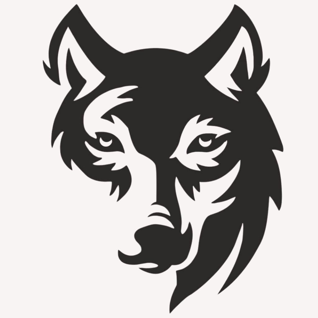 CVANU Face of Wolf Nice & Trendy Look Exterior Car Sticker Self-Adhesive, Waterproof Decal Vinyl for All Car Sticker (2Pcs) Size (18cm X 14cm)_C10