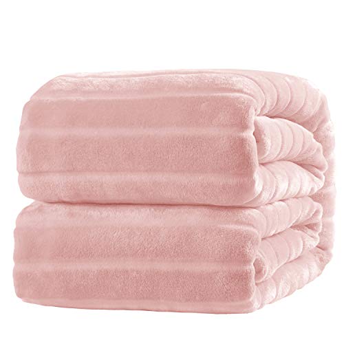 Bertte Throw Blanket Super Soft Cozy Warm Blanket 330 GSM Lightweight Luxury Fleece Blanket for Bed Couch- 50"x 60", Pink