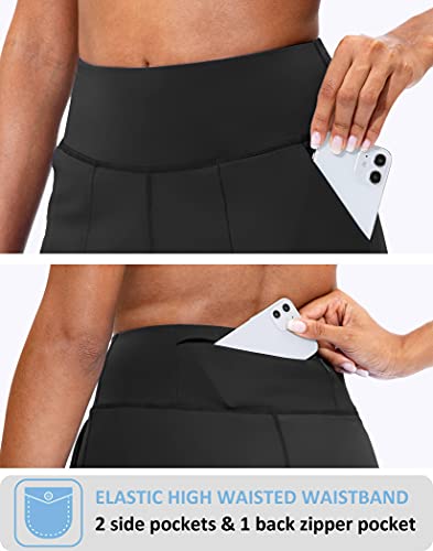 SANTINY Bermuda Shorts for Women with Zipper Pocket Womens High Waisted Long Shorts for Running Workout Athletic3