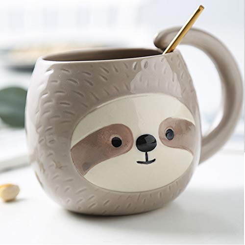 Novelty Sloth Coffee Mug, Cute Travel Tea Mug, Animal Cup, Cartoon 3D Ceramic Drinkware For Sloth Lovers, Funny Sloth Gifts For Women And Men,Birthday Thanksgiving Day Christmas Gifts, 14Oz 400Ml #TOP3