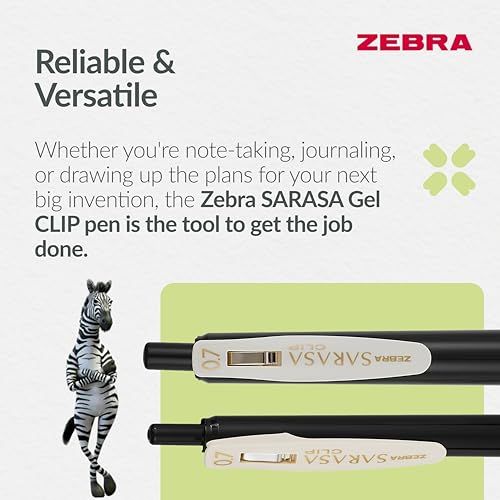 ZEBRA Pen SARASA Gel CLIP Vintage Black Ink Retractable Gel Pen 2 Pk - 0.7mm Black Gel Pens, Acid-Free, Water-Resistant, Rapid Dry, Archival Quality, Refillable Gel Pens with Alligator Clip - Image 5