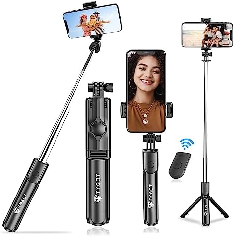Tygot Bluetooth Extendable Selfie Stick with Wireless Remote and Tripod Stand, 3-in-1 Multifunctional Selfie Stick with Tripod Stand Compatible with iPhone/OnePlus/Samsung/Oppo/Vivo and All Phones