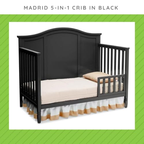 Image of Toddler Bed Safety Guard Rail Compatible with Delta Children Convertible Cribs - Solid Wood Rail for Convertible Crib to Toddler Bed Conversion - Safety Guard Rail for Children (Black - 001, #0080)