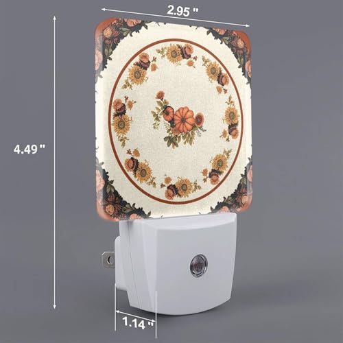 Image of Flower Blue Floral Yellow LED Plug-in Night Lamp 2 Piece Set, Auto Sensor Nightlights Set of 2 for Bedroom Bathroom